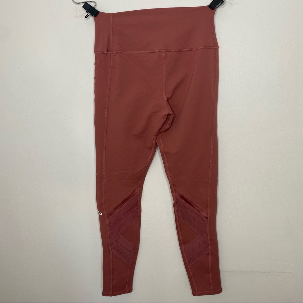 ALO Yoga Leggings Womens L High Waist Interlace Mesh Rosewood Athletic Pants - Picture 9 of 9